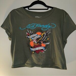 Ed Hardy green cropped top